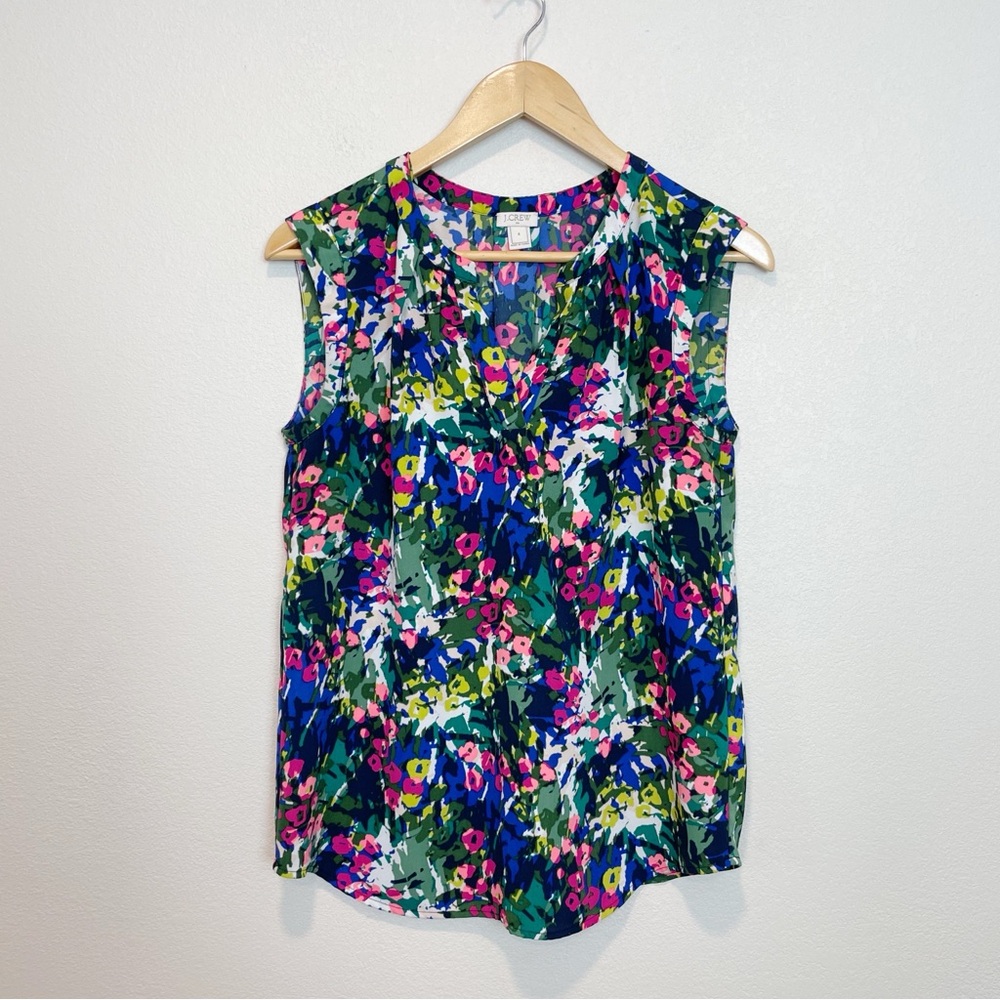 J Crew Factory Floral Sleeveless V Neck Top Size 4